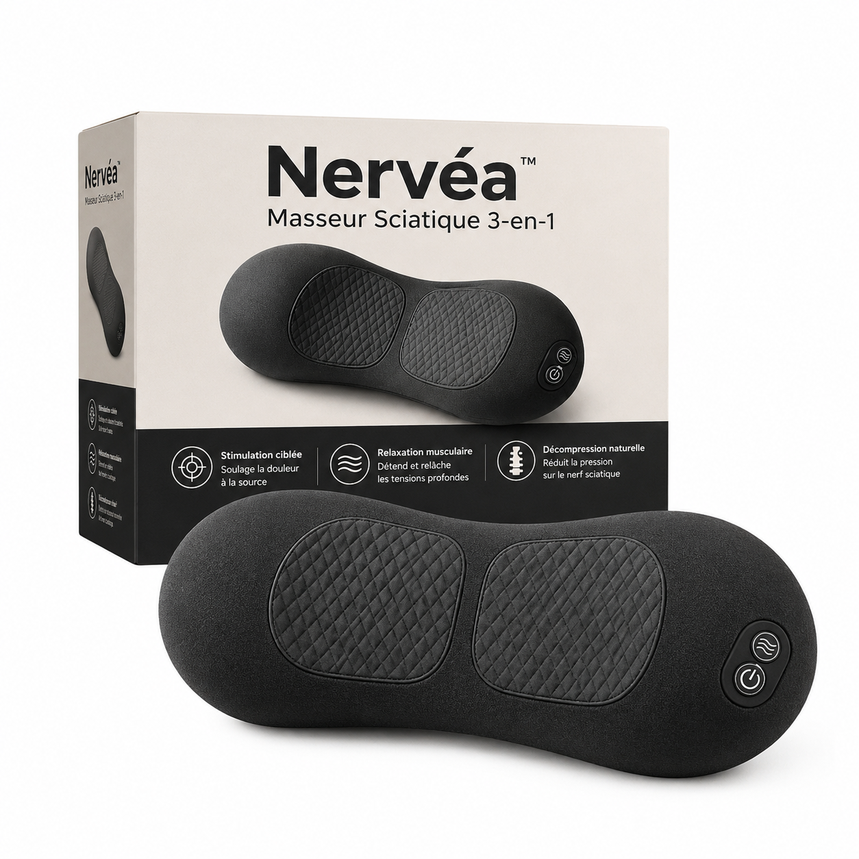 Nervéa™ Masseur Sciatique 3-en-1 | Stoppez la sciatique et libérez votre dos en 5 minutes par jour !