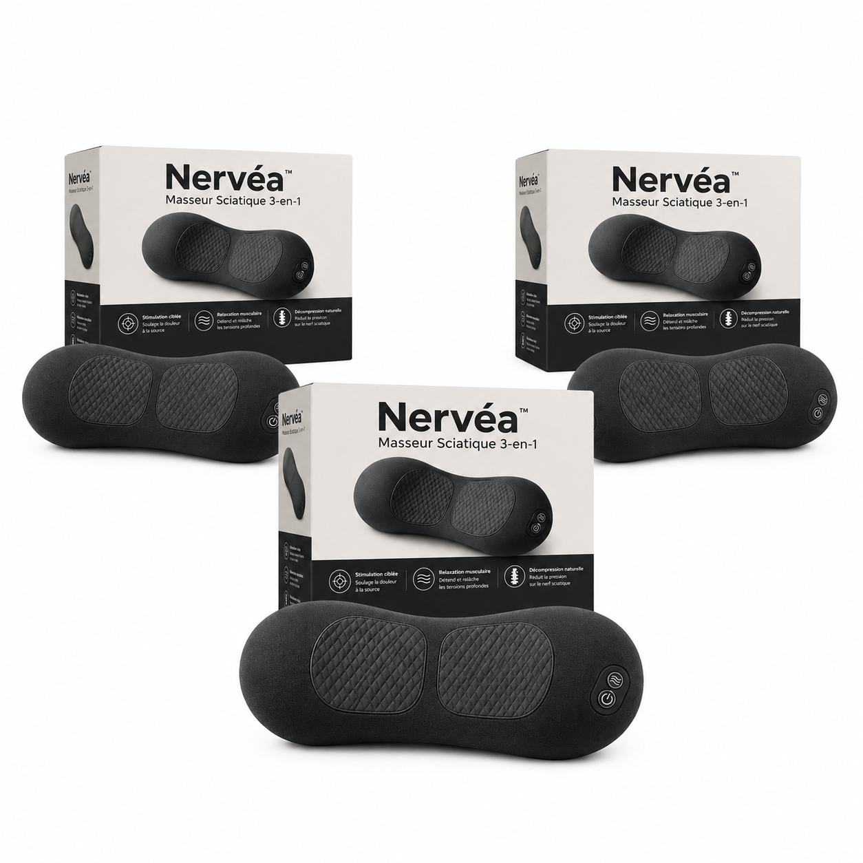 Nervéa™ Masseur Sciatique 3-en-1 | Stoppez la sciatique et libérez votre dos en 5 minutes par jour !