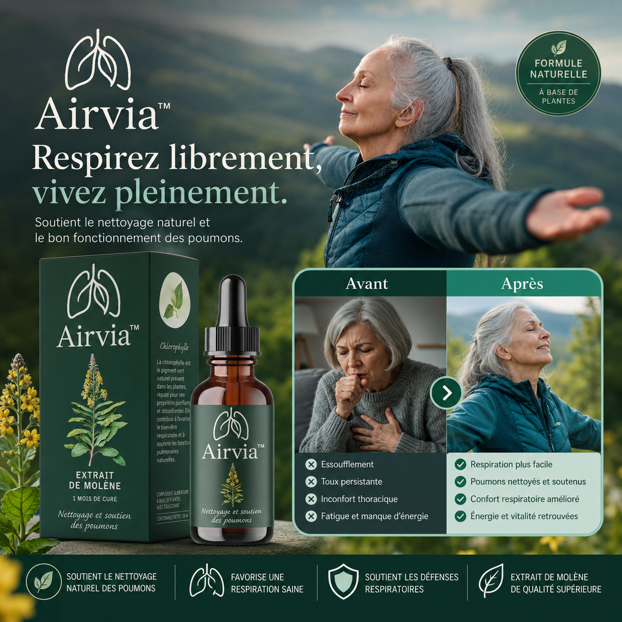 Airvia™ Gouttes Respiratoires | Respirez librement et retrouvez des voies respiratoires dégagées en 2 minutes !