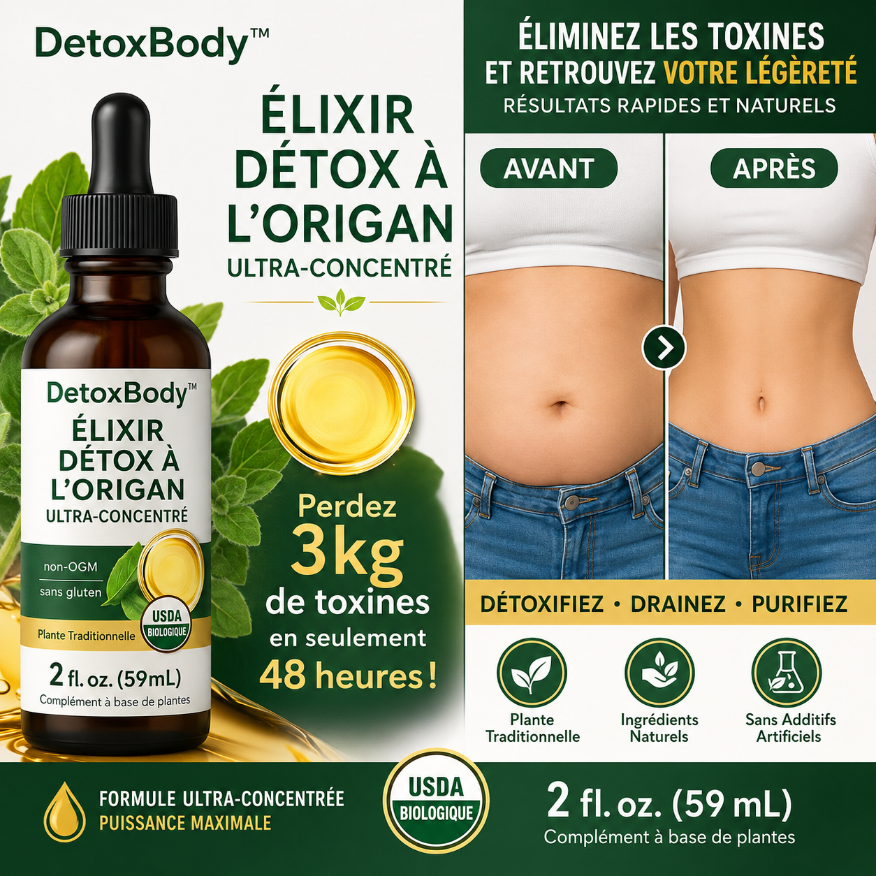 DetoxBody™ Élixir Détox à l’Origan Ultra-Concentré | Perdez 3 kg de toxines en seulement 48 heures !