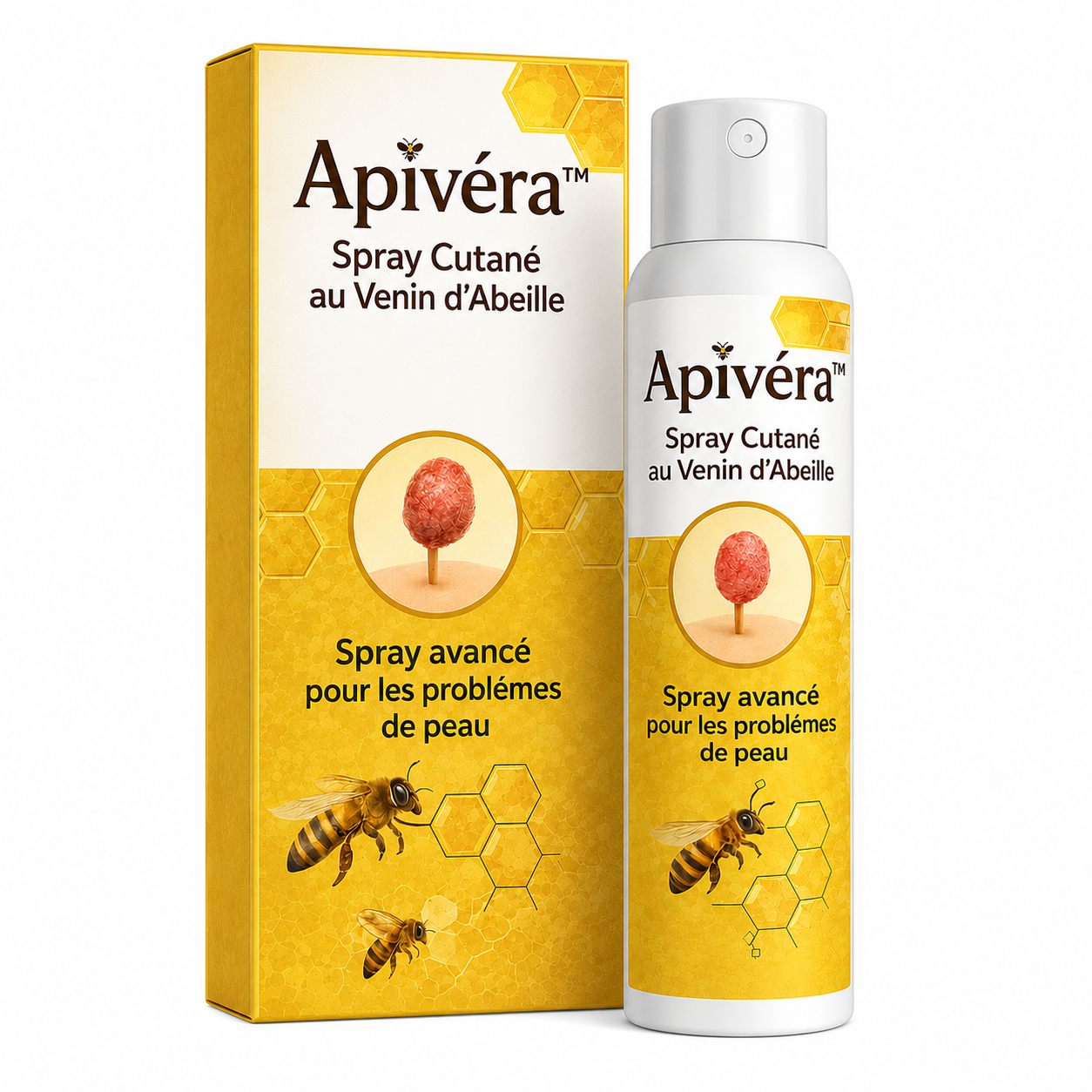 Apivéra™ Spray Cutané au Venin d’Abeille | Éliminez verrues, taches et boutons en 10 minutes !