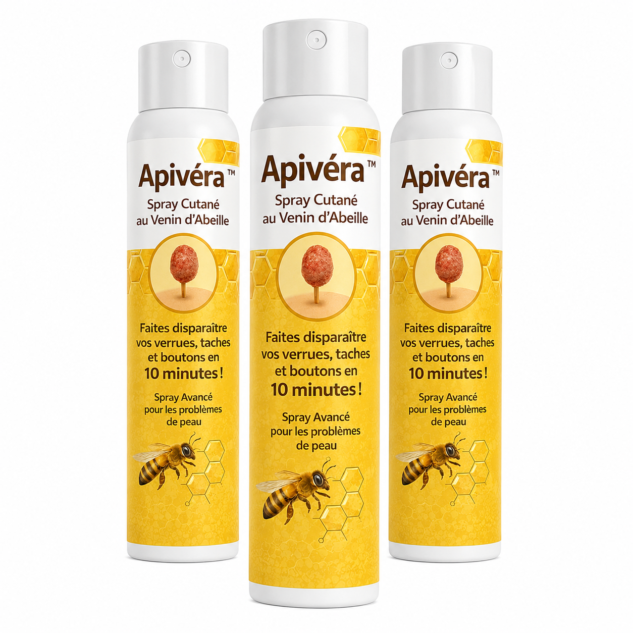 Apivéra™ Spray Cutané au Venin d’Abeille | Éliminez verrues, taches et boutons en 10 minutes !