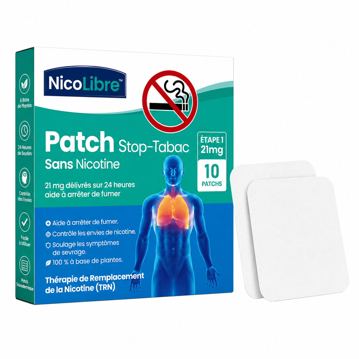 NicoLibre™ Patch Stop-Tabac Sans Nicotine | Stoppez l’envie de fumer en quelques minutes, sans gomme ni patch nicotiné !