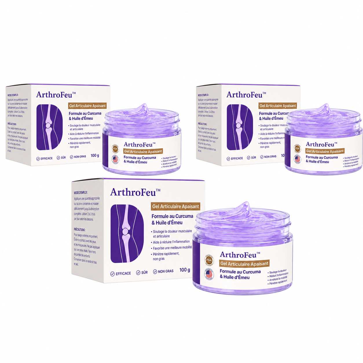 ArthroFeu™ Gel Articulaire Curcuma & Huile d’Émeu | Soulagez vos genoux, dos et mains raides dès la première application !
