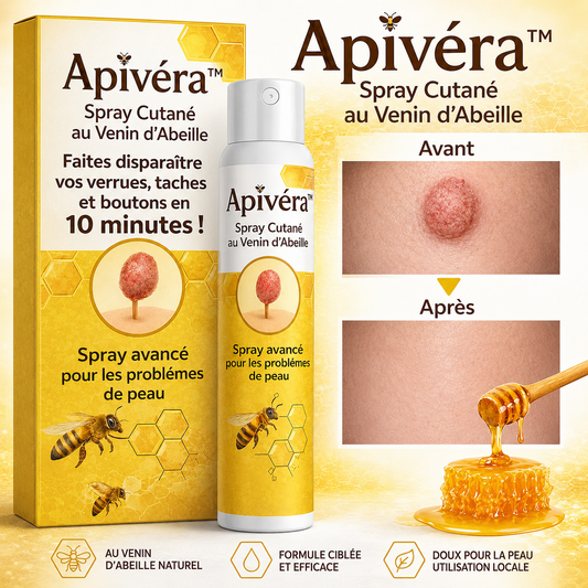 Apivéra™ Spray Cutané au Venin d’Abeille | Éliminez verrues, taches et boutons en 10 minutes !