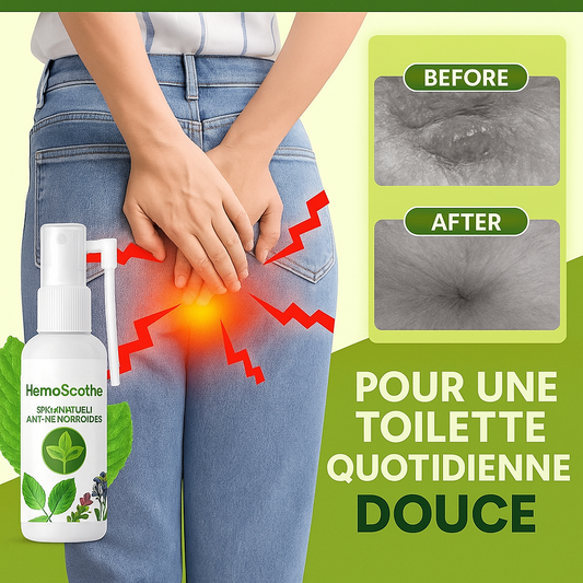 HemoSoothe™ Spray Naturel Anti-Hémorroïdes | Soulage et apaise les douleurs en 10 minutes!