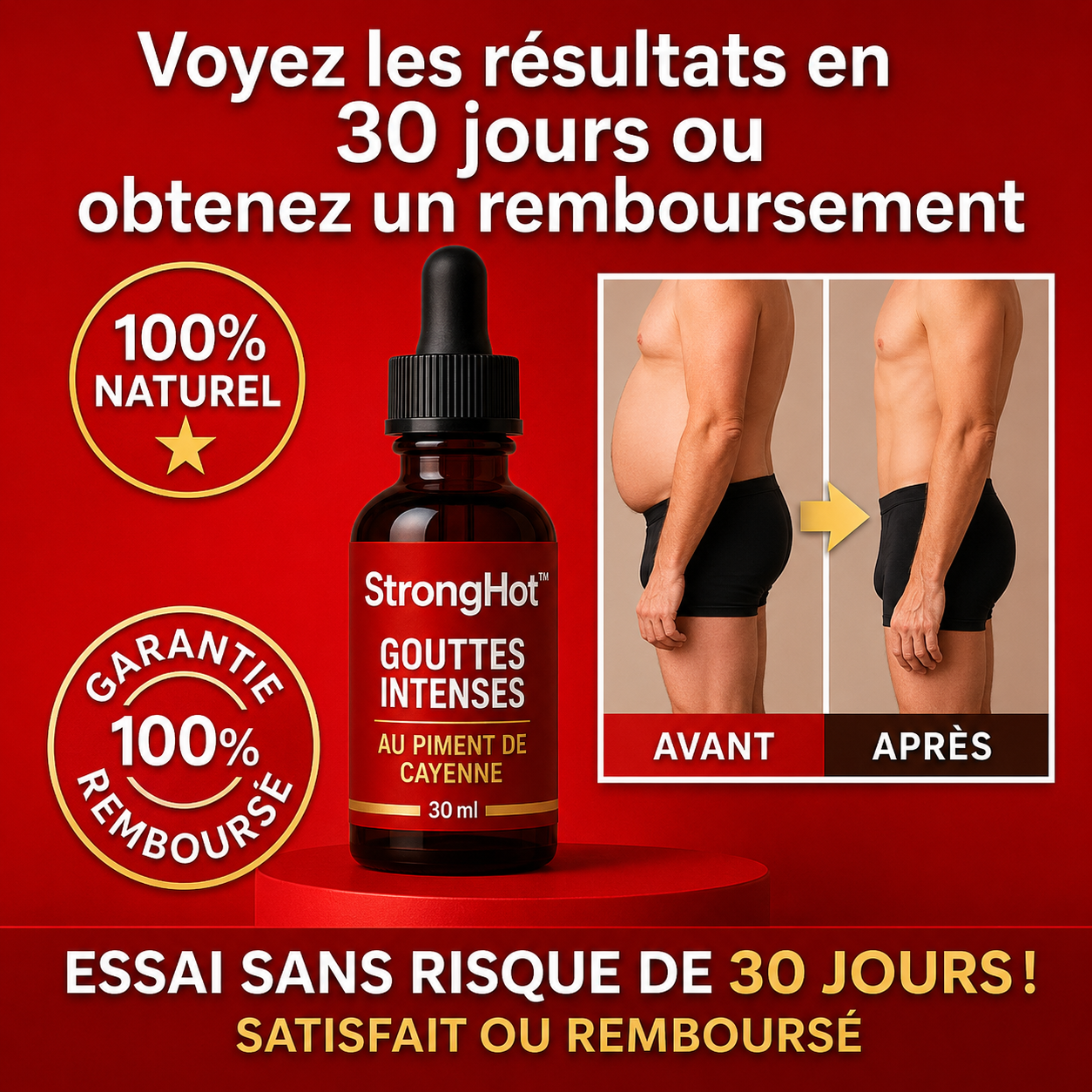 StrongHot™ Gouttes Intenses au Piment de Cayenne | Retrouvez une érection en 3 minutes chrono !