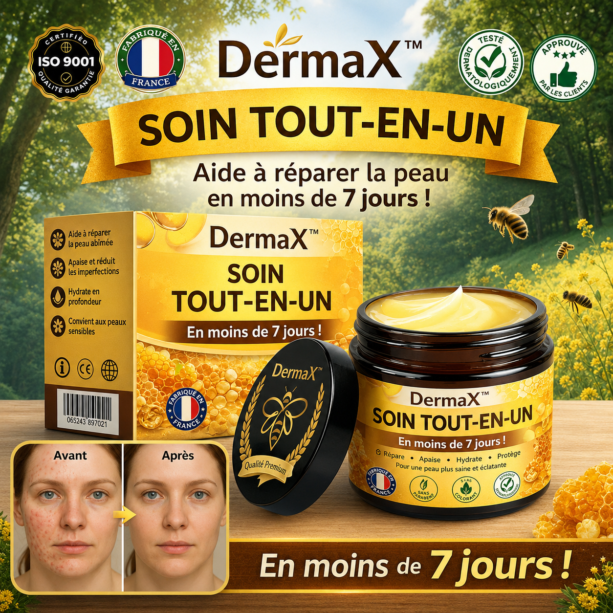 DermaX™ Venin d’Abeille Tout-en-Un | Répare ta peau en moins de 7 jours!