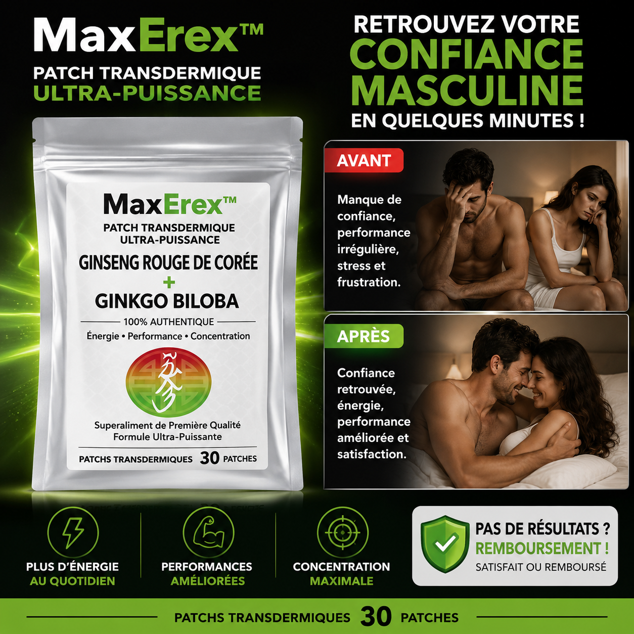 MaxErex™ Patch Transdermique Ultra-Puissance | Érection massive, dure comme à 20 ans en 5 minutes chrono !