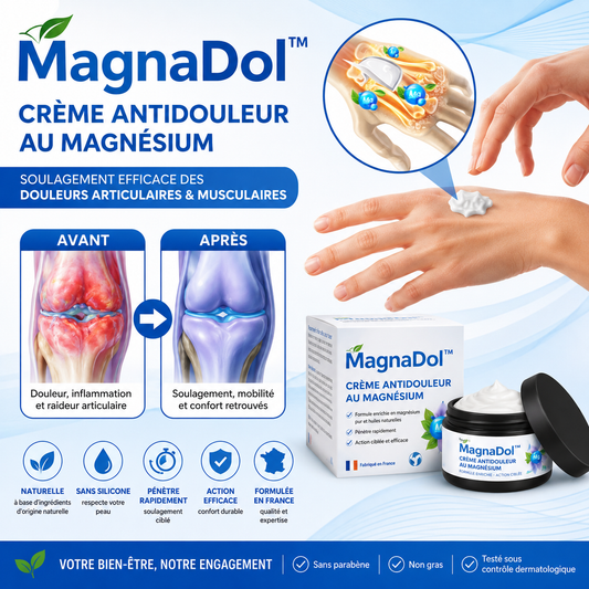 MagnaDol™ Crème Antidouleur au Magnésium | Éliminez vos douleurs articulaires en 5 minutes !