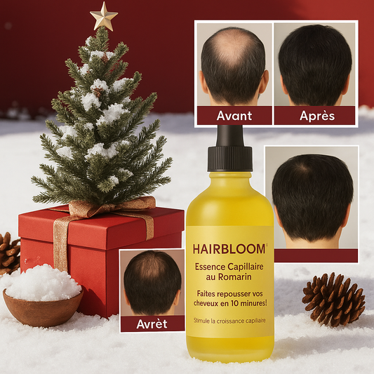 HairBloom™ Essence Capillaire au Romarin | Faites repousser vos cheveux en 10 minutes!