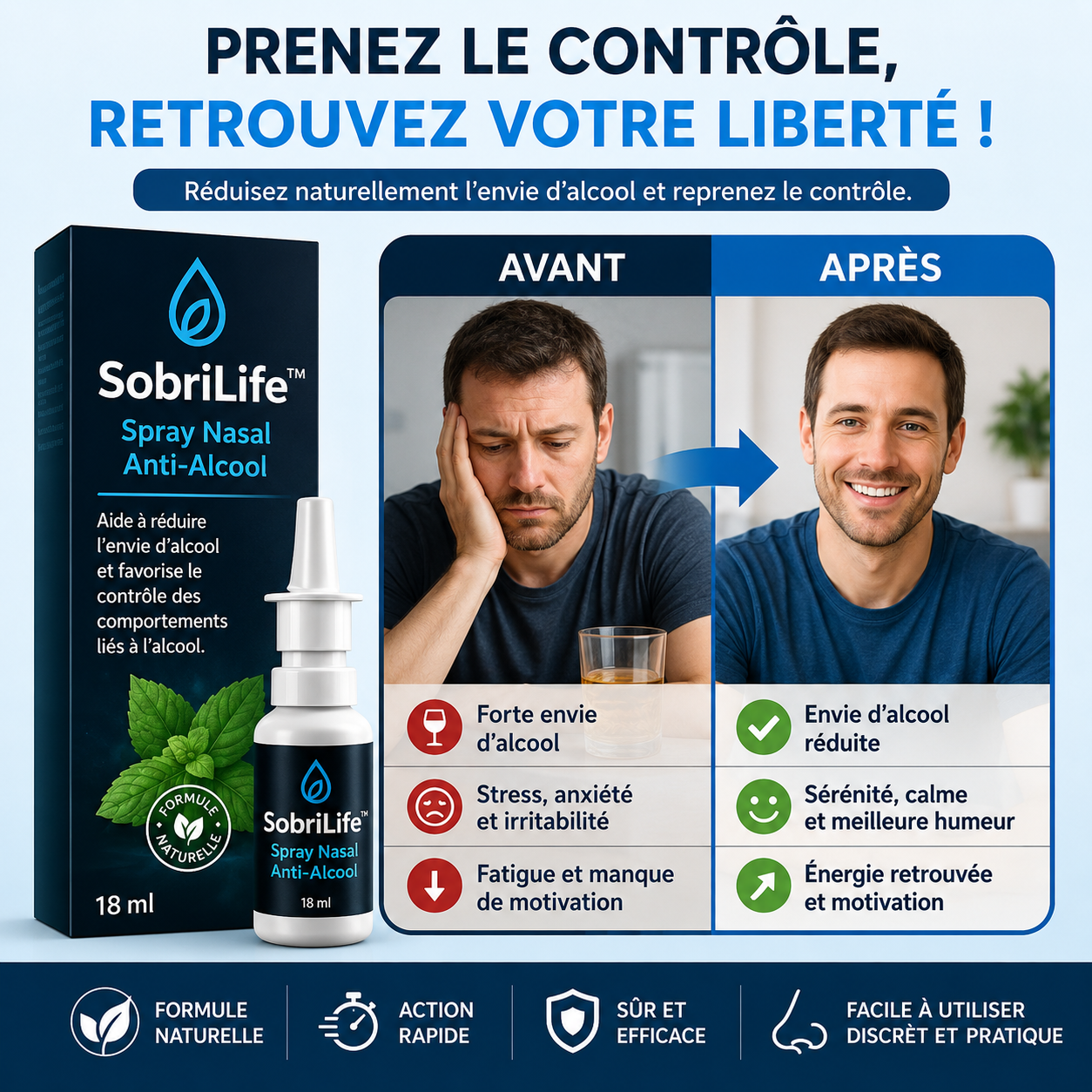 SobriLife™ Spray Nasal Anti-Alcool | Stop votre envie de boire en 3 jours !