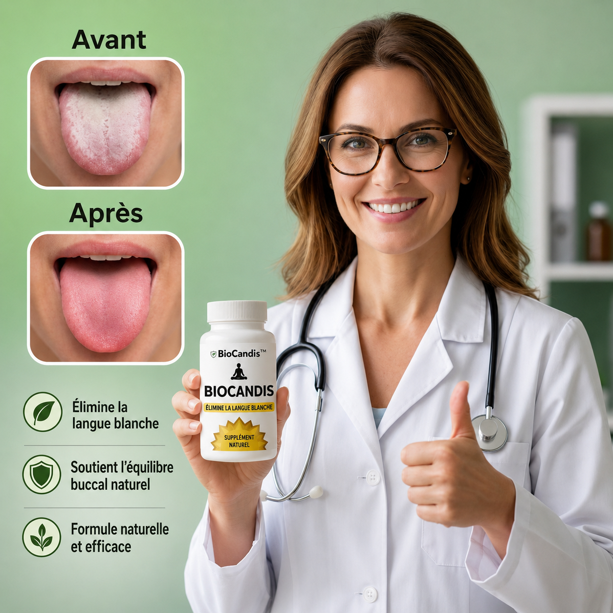 BioCandis™ Capsules Intestinales 3-en-1 | Stoppez le Candida. Purifiez l’intestin. Retrouver une langue nette.