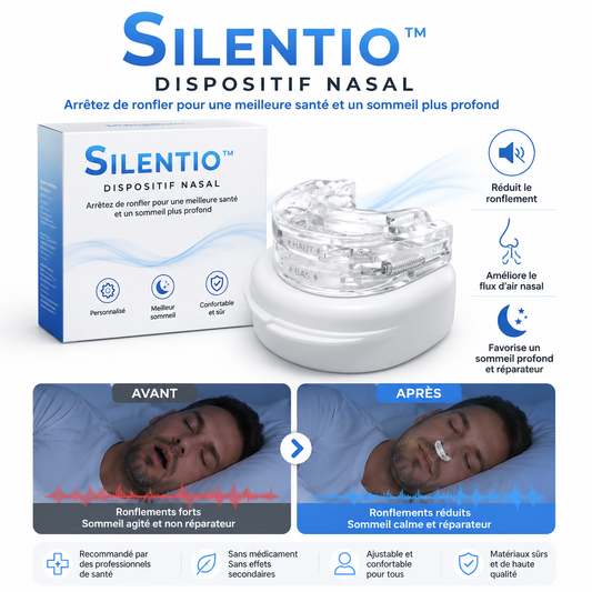 Silentio™ Dispositif Nasal | Stoppe les ronflements & l’apnée du sommeil en 3 minutes!