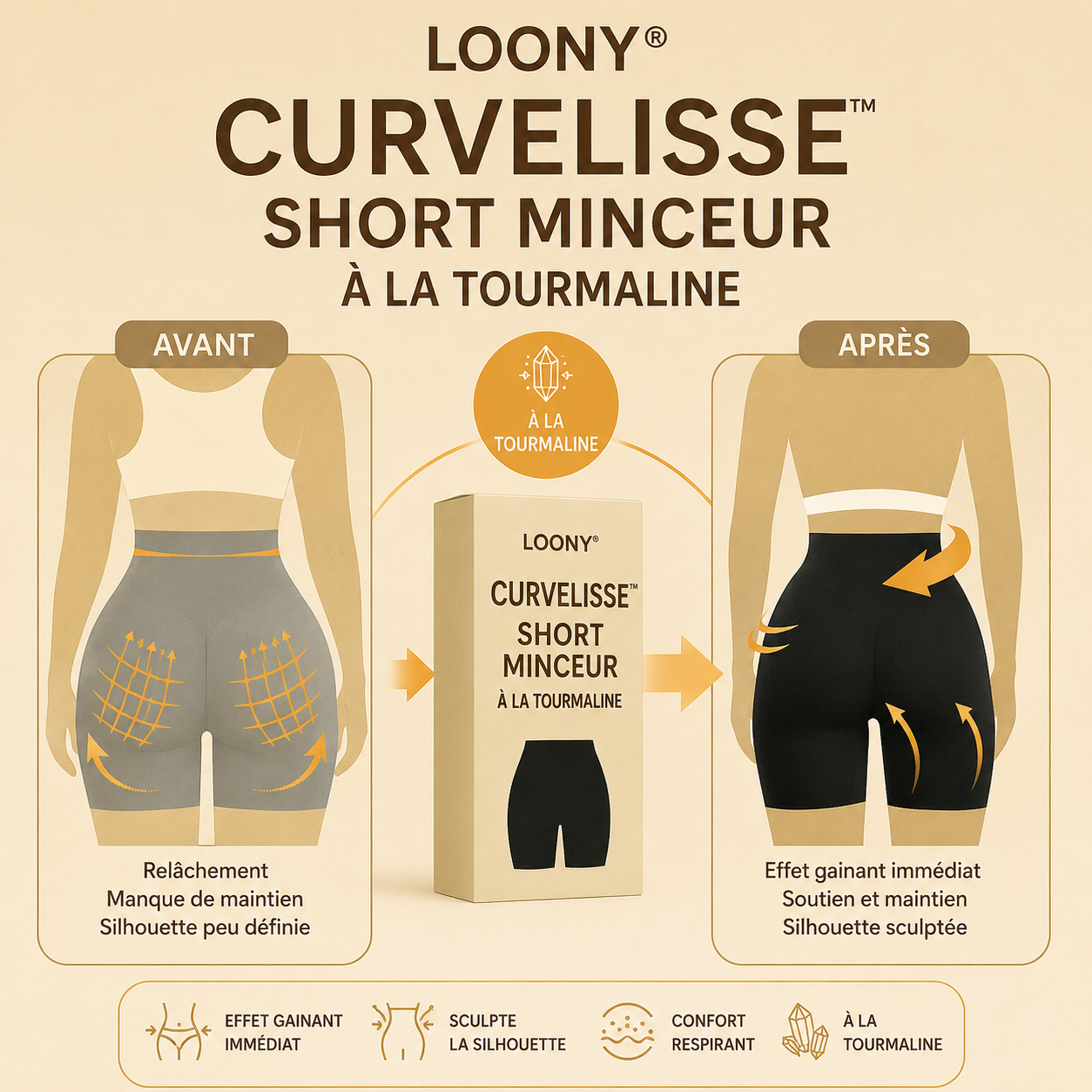 CurveLisse™ Short Minceur à la Tourmaline | Élimine la graisse, lisse la cellulite et sculpte les fesses en un instant!