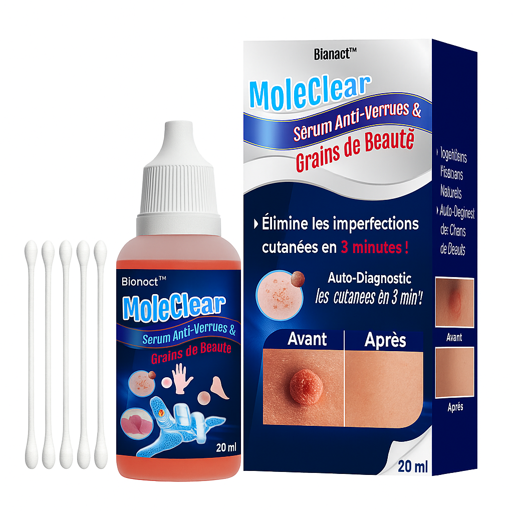 MoleClear™ Sérum Anti-Verrues & Grains de Beauté | Élimine les imperfections cutanées en 3 minutes!