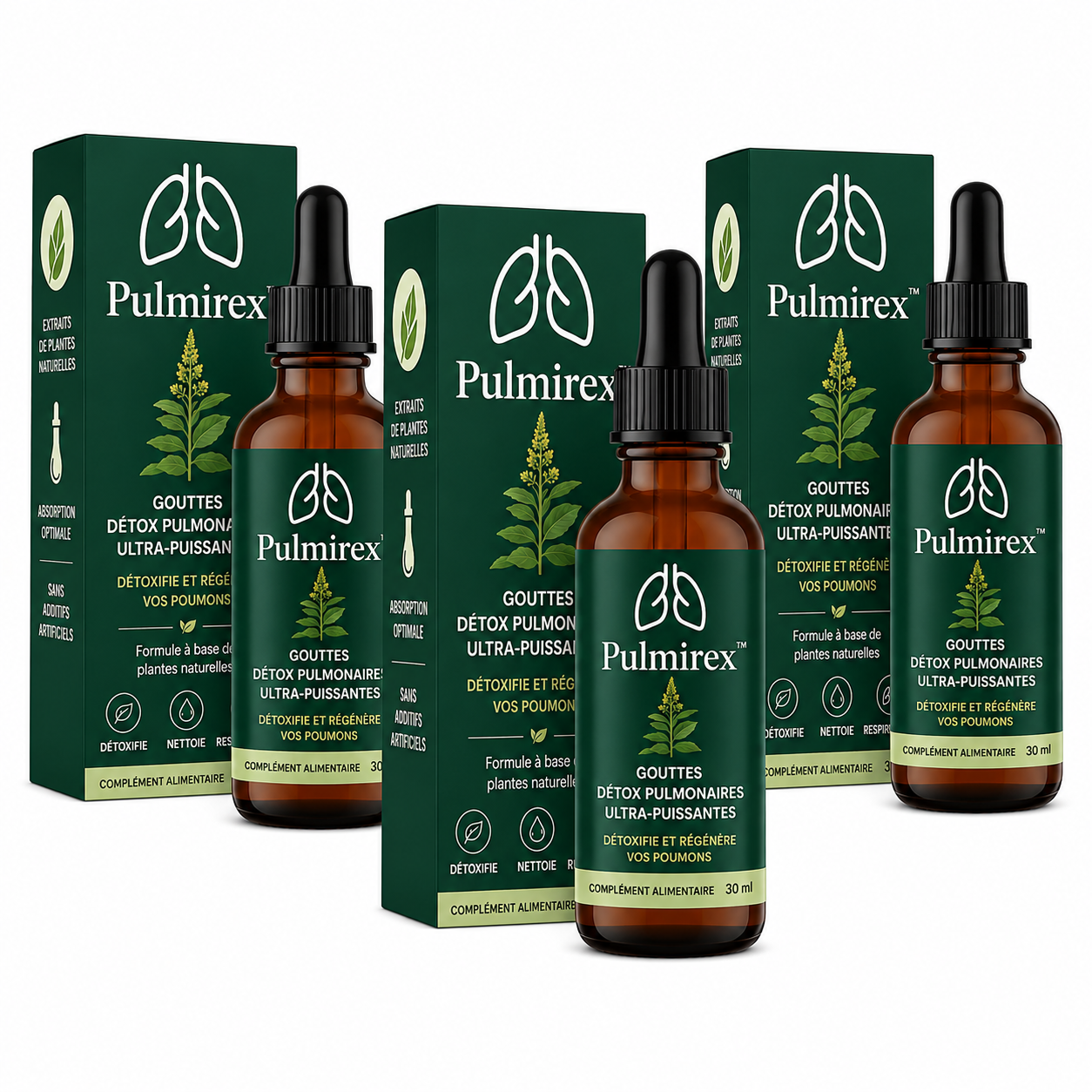 Pulmirex™ Gouttes Détox Pulmonaires Ultra-Puissantes | Nettoyez 97 % de vos poumons en 48 heures!
