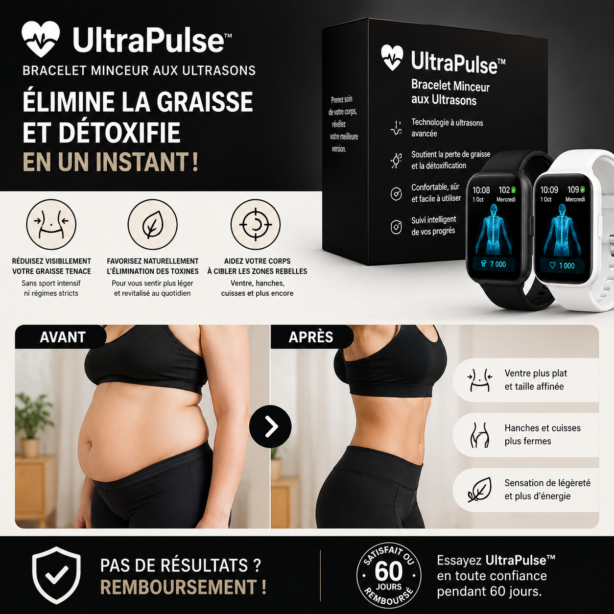 UltraPulse™ Bracelet Minceur aux Ultrasons | Élimine la Graisse et Détoxifie en un Instant!