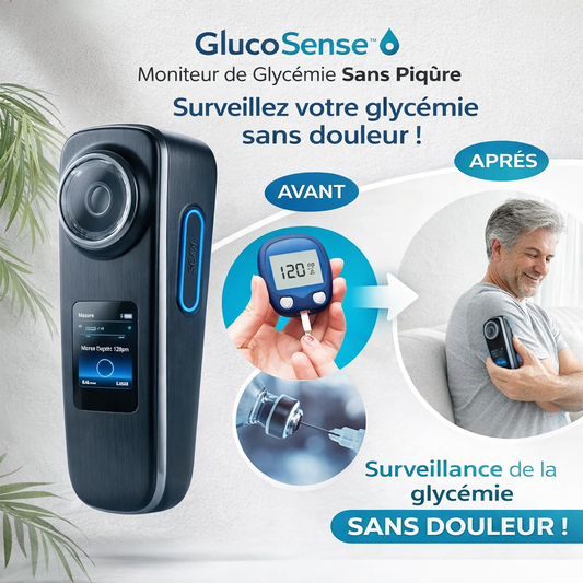 GlucoSense™ Moniteur de Glycémie Sans Piqûre | Surveillez votre glycémie sans douleur !