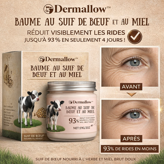 Dermallow™ Baume au suif de bœuf et au miel | Réduit visiblement les rides jusqu’à 93 % en seulement 4 jours !