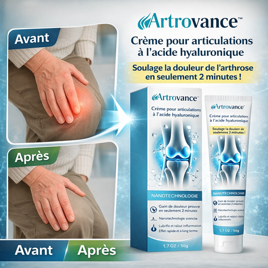 Artrovance™ Crème pour articulations à l'acide hyaluronique | Soulage la douleur de l'arthrose en seulement 2 minutes !