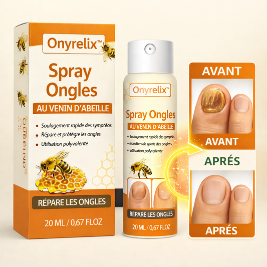 Onyrelix™ Spray Ongles au Venin d’Abeille | Répare et renforce vos ongles abîmés en quelques secondes !