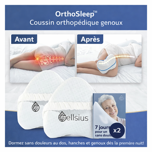 OrthoSleep™ Coussin Orthopédique Genoux | Dormez sans douleurs au dos, hanches et genoux dès la première nuit !
