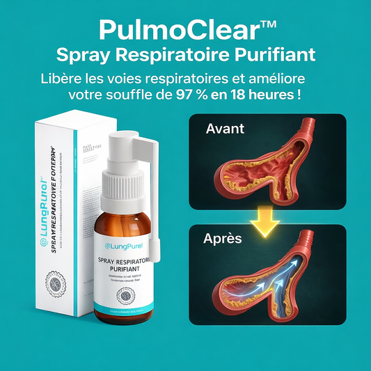 PulmoClear™ Spray Respiratoire Purifiant | Libère les voies respiratoires et améliore votre souffle de 97% en 18 heures !