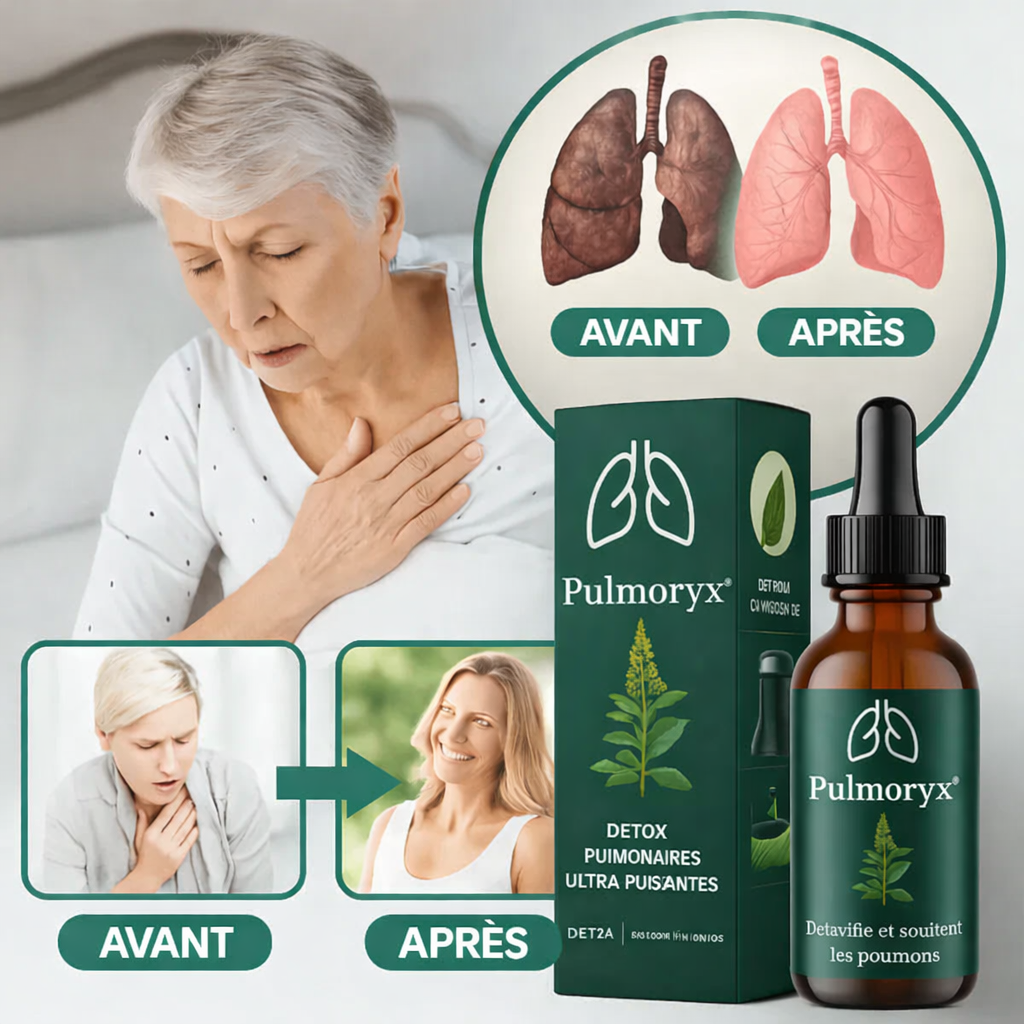 Pulmoryx™ Gouttes Détox Pulmonaire | Libérez 97 % de votre capacité respiratoire en 48 heures !