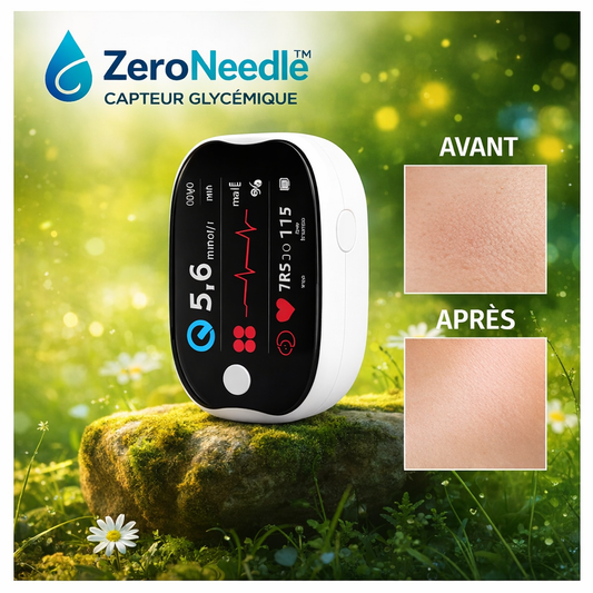 ZeroNeedle™ Capteur Glycémique | Mesurez votre glycémie avec une précision de 99,9 % sans aucune aiguille !