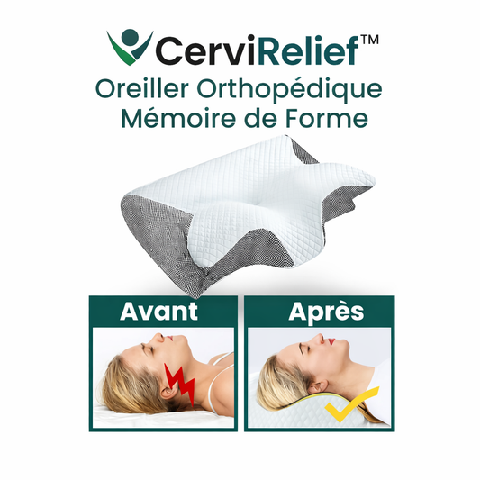 CerviRelief™ Oreiller Orthopédique Mémoire de Forme | Soulage vos cervicales et améliore votre sommeil dès la première nuit !