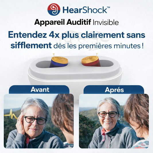 HearShock™ Appareil Auditif Invisible | Entendez 4x plus clairement sans sifflement dès les premières minutes !