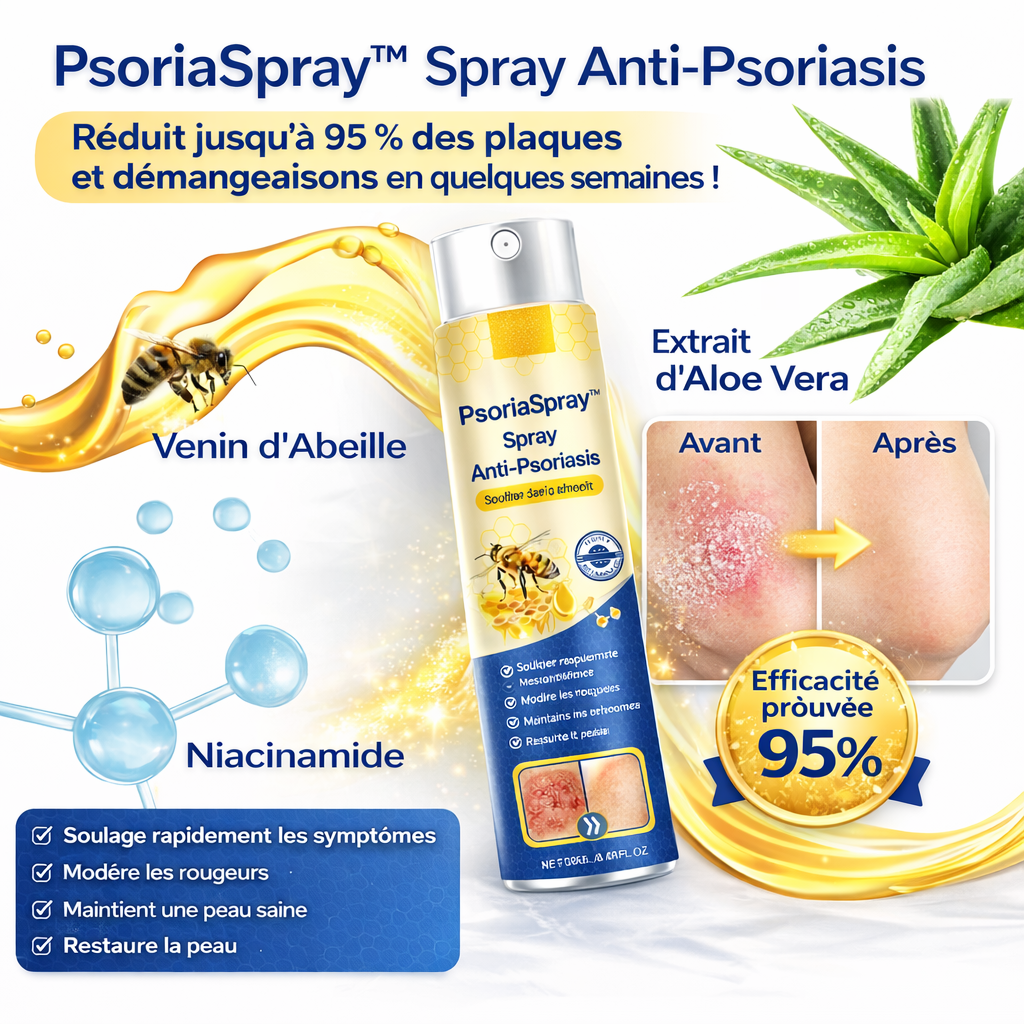 PsoriaSpray™ Spray Anti-Psoriasis | Réduit jusqu’à 95 % des plaques et démangeaisons en quelques semaines !