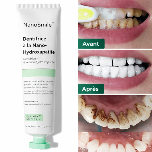 NanoSmile™ Dentifrice à la Nano-Hydroxyapatite | Blanchissez et renforcez vos dents en 3 minutes !