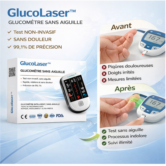 GlucoLaser™ Glucomètre Sans Aiguille | Mesurez votre glycémie sans douleur en quelques secondes !