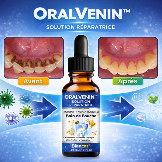 OralVenin™ Solution Réparatrice Buccale au Venin d’Abeille | Stoppez les saignements et raffermissez vos gencives en 7 jours !