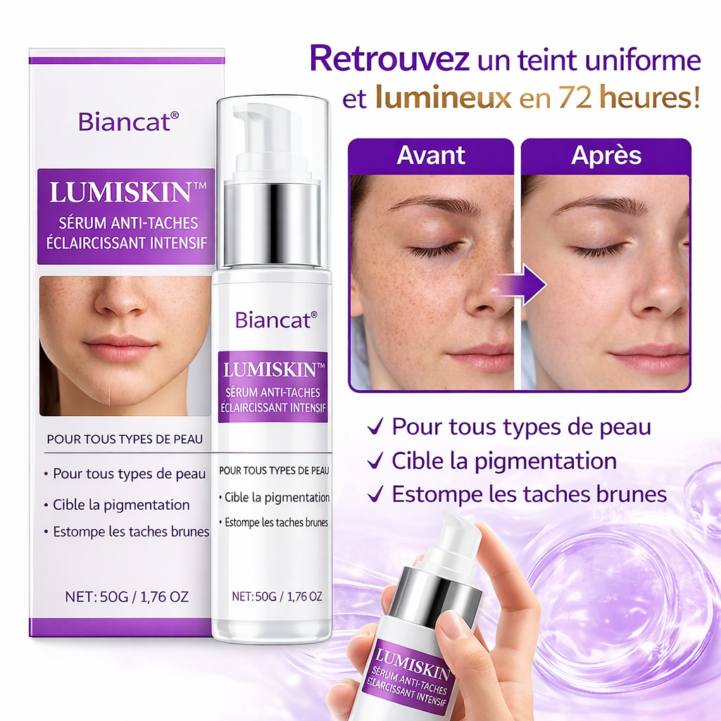 Lumiskin™ Sérum Anti-Taches Éclaircissant Intensif | Retrouvez un teint uniforme et lumineux en 72 heures !