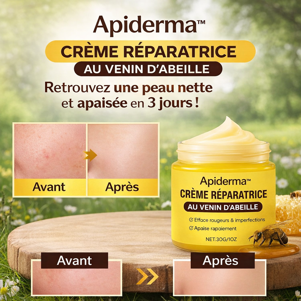 Apiderma™ Crème Réparatrice au Venin d’Abeille | Retrouvez une peau nette et apaisée en 3 jours !