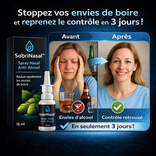 SobriNasal™ Spray Nasal Anti-Alcool | Stoppez vos envies de boire et reprenez le contrôle en 3 jours !