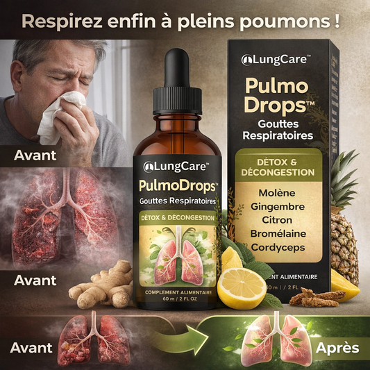 PulmoDrops™ Gouttes Respiratoires | Éliminez le mucus des poumons 3× plus vite en 7 jours !