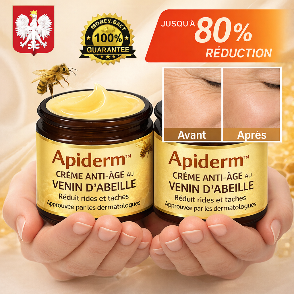 Apiderm™ Crème Anti-Âge au Venin d’Abeille | Effacez rides et taches en 3 minutes chrono !