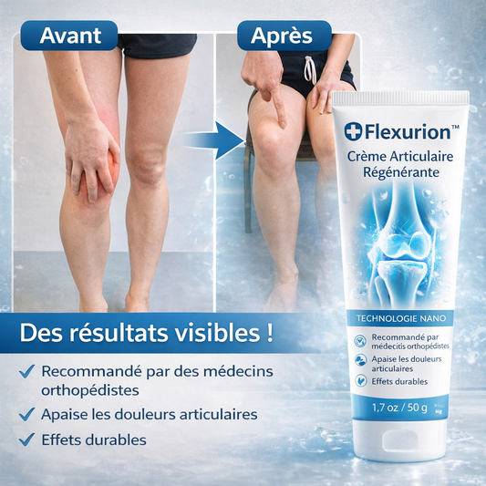Flexurion™ Crème Articulaire Régénérante | Éliminez jusqu’à 97 % de vos douleurs articulaires en seulement 4 jours !
