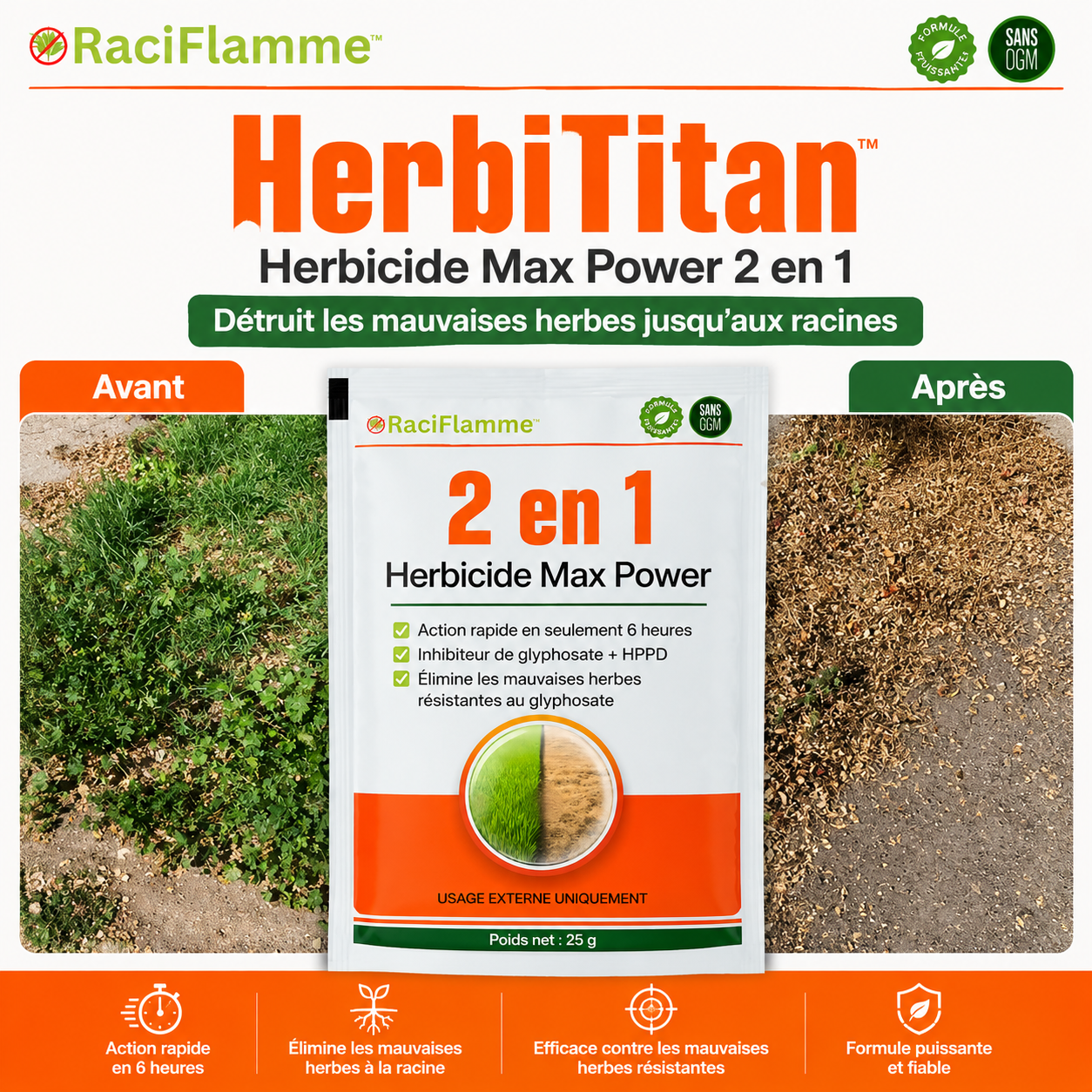 HerbiTitan™ Désherbant 2-en-1 Action Radicale | Retrouvez un jardin impeccable en 6 heures, sans effort !