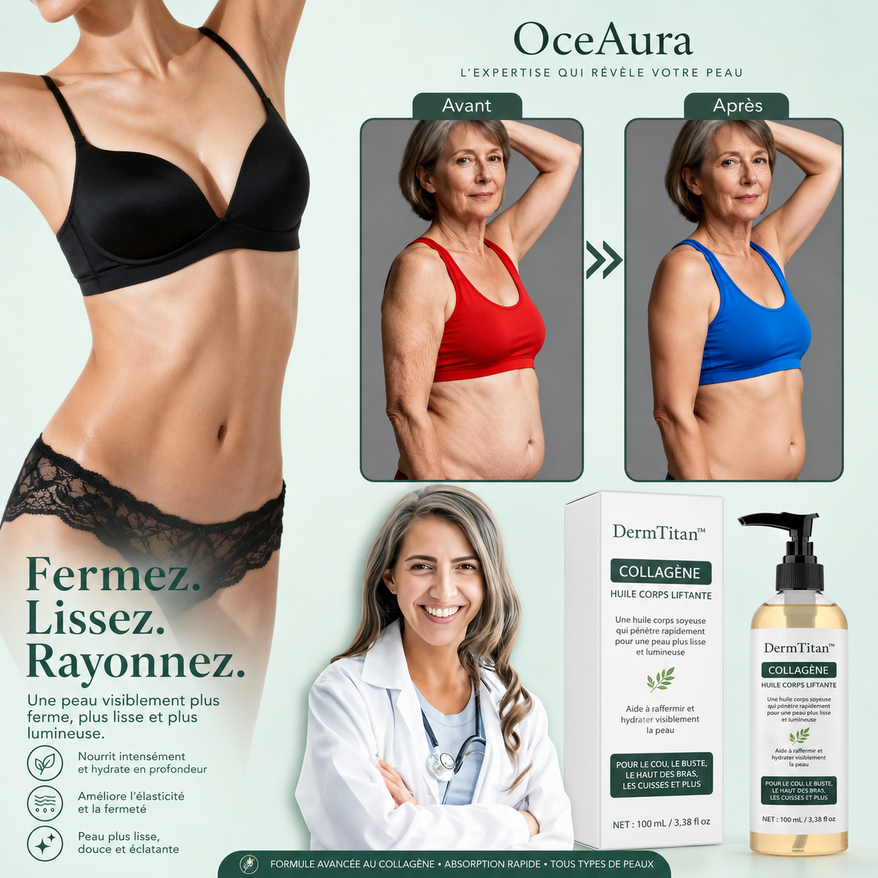 DermTitan™ Huile au Collagène | Raffermit et retend votre peau de 98 % en seulement 24 heures !