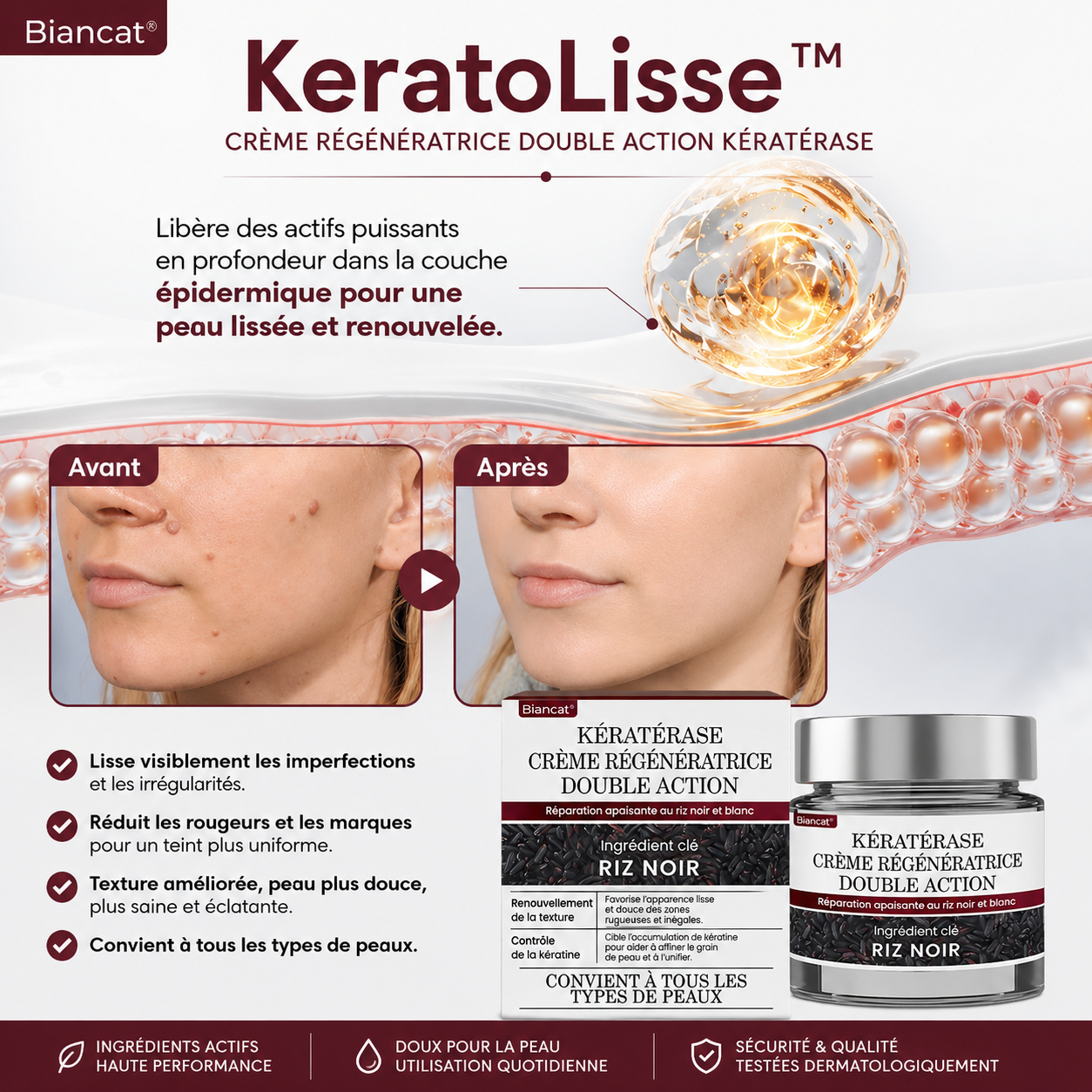 KeratoLisse™ Crème de Renouvellement 2-en-1 | Effacez verrues, taches et imperfections dès 7 jours chrono !