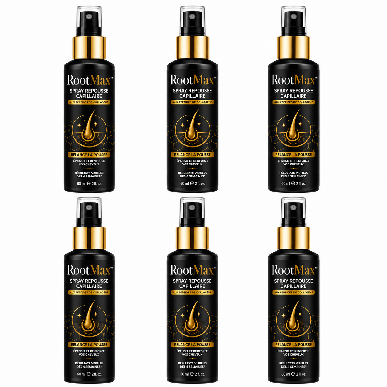 RootMax™ Spray Repousse Capillaire aux Peptides de Collagène | Relancez la pousse des cheveux et épaississez votre chevelure en 3 minutes!