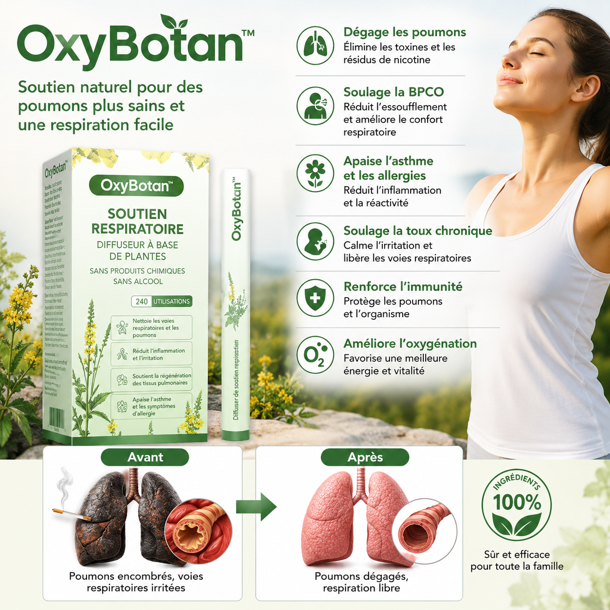 OxyBotan™ Inhaleur Détox Poumons | Nettoyez vos poumons et libérez vos bronches en 2 minutes chrono !