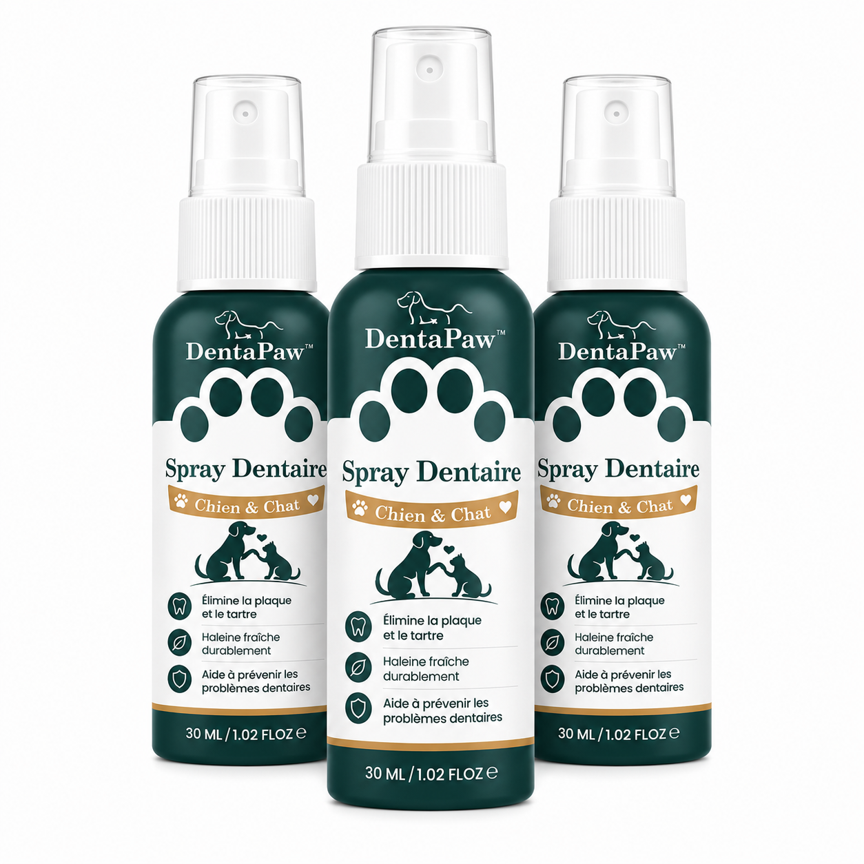 DentaPaw™ Spray Dentaire Chien & Chat | Stoppez la mauvaise haleine et nettoyez ses dents sans brossage !