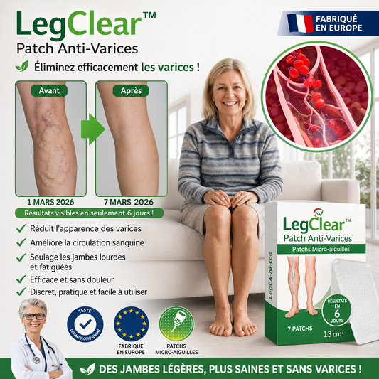 LegClear™ Patch Anti-Varices | Éliminez les varices visibles et retrouvez des jambes lisses en 7 jours chrono !