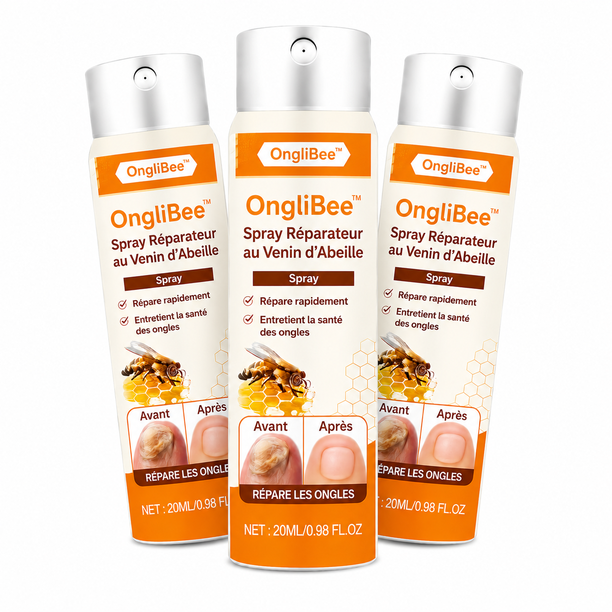 OngliBee™ Spray Réparateur au Venin d’Abeille | Répare les ongles abîmés et élimine les infections en 5 minutes!